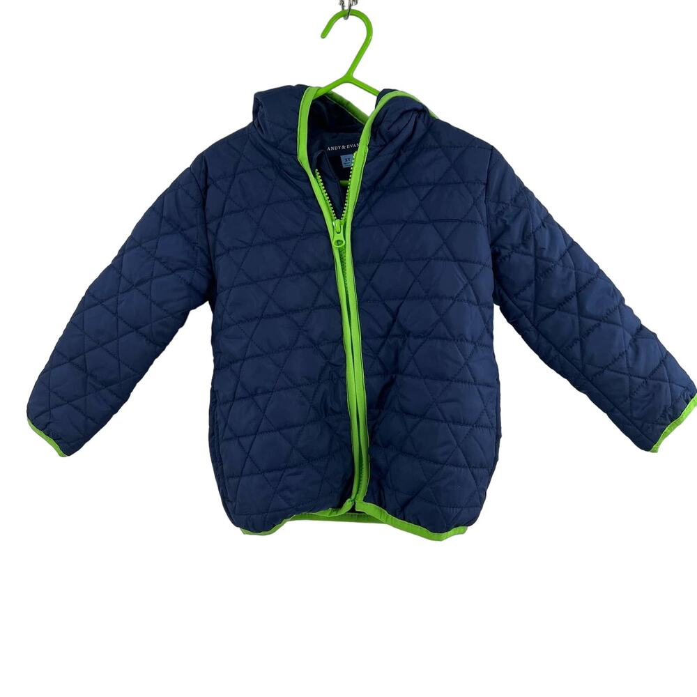 Andy & Evan Blue Quilted Hooded Jacket Size 3T